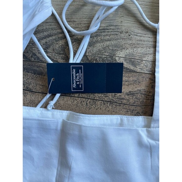 New Abercrombie Fitch White Puff Sleeve Crop Top Lined Size X-Small Festival - Picture 7 of 7